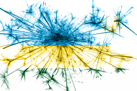Rwanda fireworks sparkling flag. New Year 2019 and Christmas party conceptの写真素材