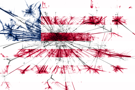 Liberia fireworks sparkling flag. New Year 2019 and Christmas party conceptの写真素材