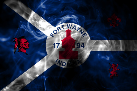 Fort Wayne city smoke flag, Indiana State, United States Of Americaの写真素材