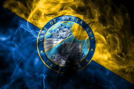 Santa Ana city smoke flag, California State, United States Of Americaの写真素材