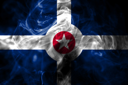 Indianapolis city smoke flag, Indiana State, United States Of Americaの写真素材