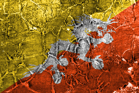Old Bhutan grunge background flagの写真素材