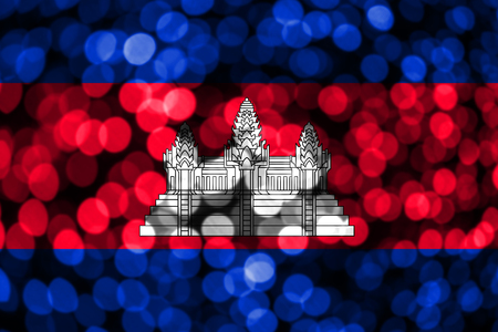 Cambodia abstract blurry bokeh flag. Christmas, New Year and National day concept flag.の写真素材