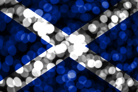 Scotland abstract blurry bokeh flag. Christmas, New Year and National day concept flag.の写真素材