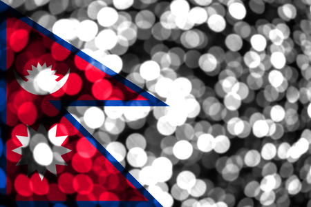 Nepal abstract blurry bokeh flag. Christmas, New Year and National day concept flag.の写真素材