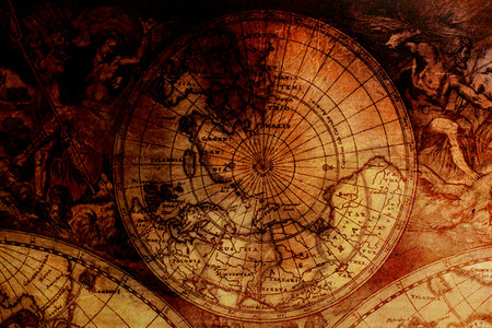 Old vintage map of the World with details