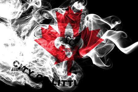 Little Canada city smoke flag, Minnesota State, United States Of Americaの写真素材