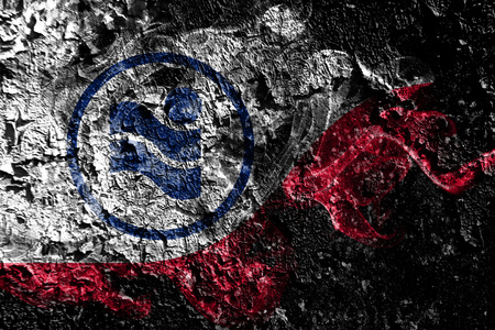 Irving, Texas smoky mystical flag on the old dirty wall backgroundの写真素材