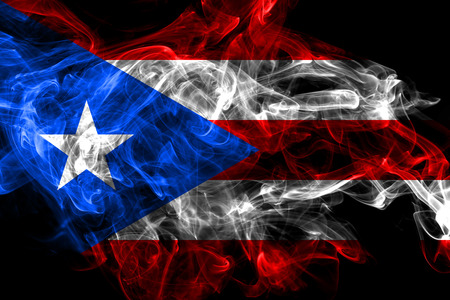 Puerto Rico smoke flag isolated on black backgroundの写真素材