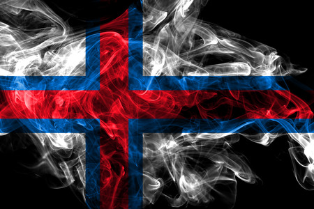 Faroe Islands smoke flag, Denmark dependent territory flagの写真素材