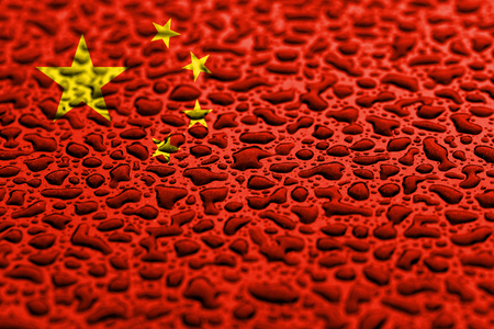 National flag of China made of water drops. Background forecast concept.の写真素材