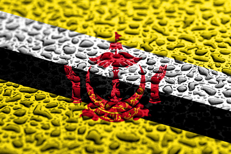 National flag of Brunei made of water drops. Background forecast concept.の写真素材