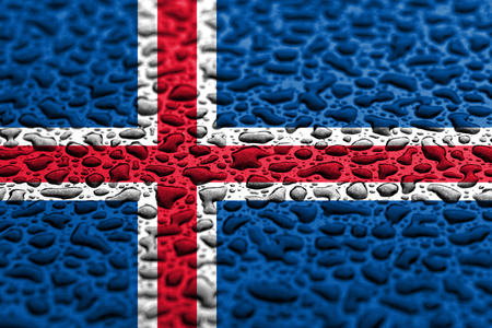 National flag of Iceland made of water drops. Background forecast concept.の写真素材