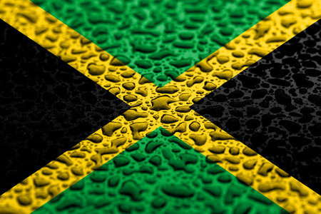 National flag of Jamaica made of water drops. Background forecast concept.の写真素材