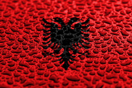 National flag of Albania made of water drops. Background forecast concept.の写真素材