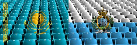 Kazakhstan, Kazakhstani, San Marino stadium seats concept. European football qualifications games.の写真素材