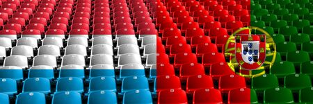 Luxembourg, Portugal, flip stadium seats concept. European football qualifications games.の写真素材