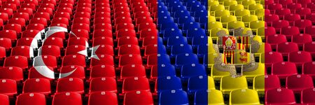 Turkey, Turkish, Andorra, Andorran stadium seats concept. European football qualifications games.の写真素材