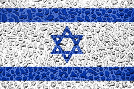 Israel national flag made of water drops. Background forecast season concept.の写真素材