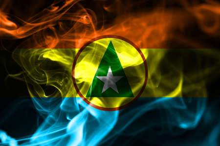 Cabinda proivnce smoke flag, Angola dependent territory flagの写真素材