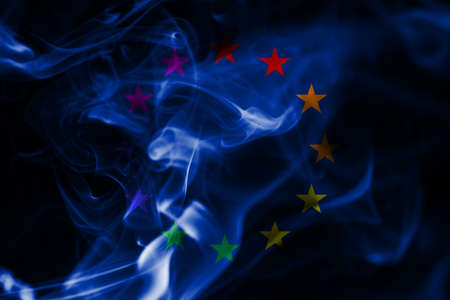 Europe Gay smoke flag , Europe flagの写真素材