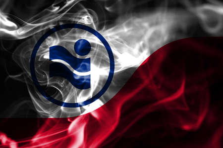 Irving city smoke flag, Texas State, United States Of Americaの写真素材