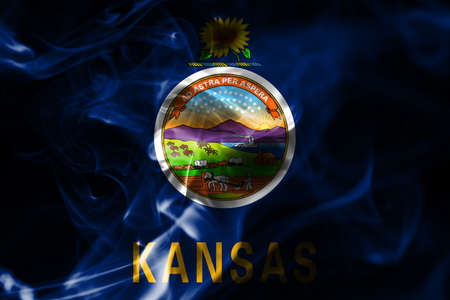 Kansas state smoke flag, United States Of Americaの写真素材