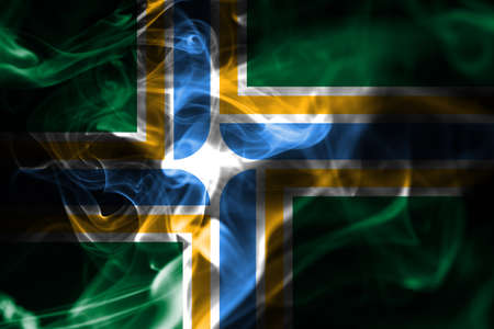 Portland city smoke flag, Oregon State, United States Of Americaの写真素材