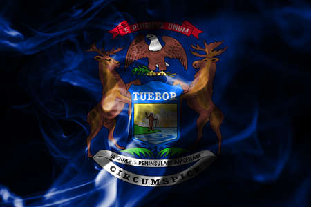 Michigan state smoke flag, United States Of Americaの写真素材