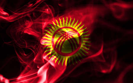 Kyrgyzstan smoke flagの写真素材
