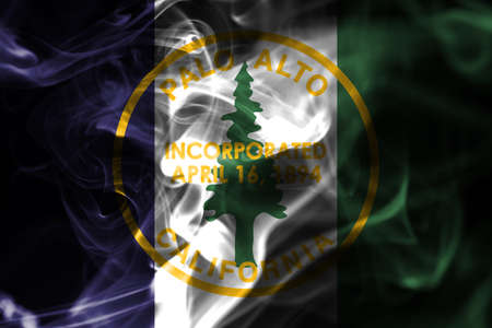 Palo Alto city smoke flag, California State, United States Of Americaの写真素材