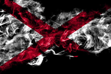 Alabama, Alabamian smoke flag isolated on black backgroundの写真素材