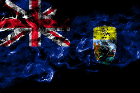 British, Britain, Saint Helena smoke flag isolated on black backgroundの写真素材