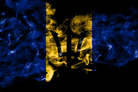 Barbados, Barbadian smoke flag isolated on black backgroundの写真素材