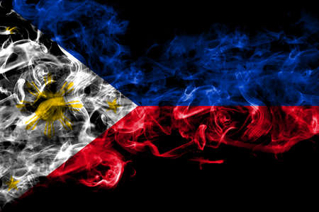 Philipines smoke flag isolated on black backgroundの写真素材