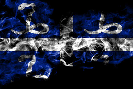 France, French, Martinique smoke flag isolated on black backgroundの写真素材