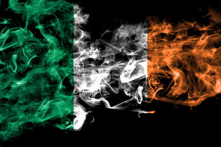 Ireland, Irish smoke flag isolated on black backgroundの写真素材