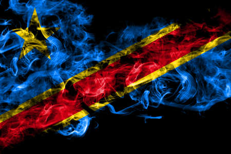 Democratic Republic of the Congo smoke flag isolated on black backgroundの写真素材
