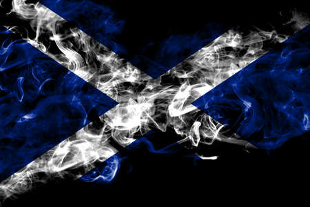 Scotland, Scottish, Scots smoke flag isolated on black backgroundの写真素材