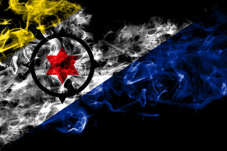 Netherlands, Dutch, Holland, Bonaire smoke flag isolated on black backgroundの写真素材