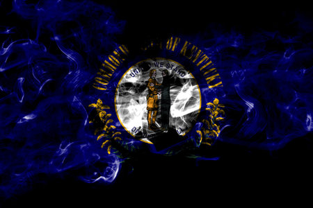 United States of America, America, US, USA, American, Kentucky smoke flag isolated on black backgroundの写真素材