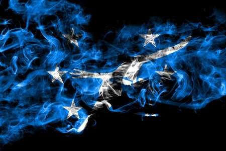 United States of America, America, US, USA, American, Corpus Christi, Texas smoke flag isolated on black backgroundの写真素材