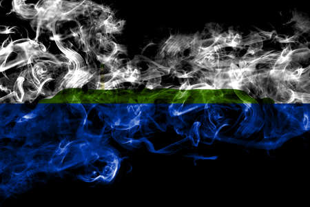 United States of America, America, US, USA, American, Navassa Island smoke flag isolated on black backgroundの写真素材