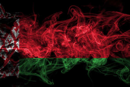Belarus, Belarusian smoke flag isolated on black backgroundの写真素材