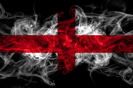 England, English smoke flag isolated on black backgroundの写真素材