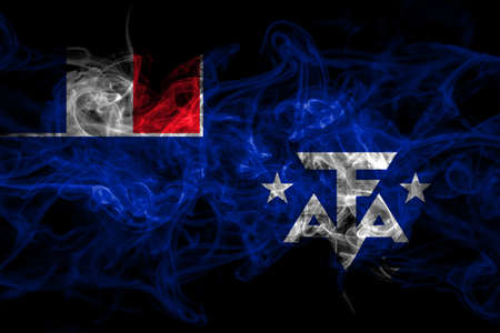 France, French Southern and Antarctic Lands smoke flag isolated on black backgroundの写真素材
