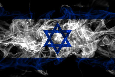 Israel, Israeli smoke flag isolated on black backgroundの写真素材