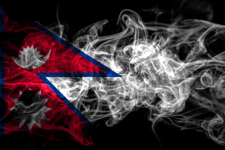 Nepal, Nepali, Nepalese smoke flag isolated on black backgroundの写真素材