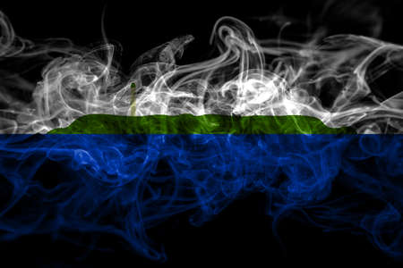 United States of America, America, US, USA, American, Navassa Island smoke flag isolated on black backgroundの写真素材