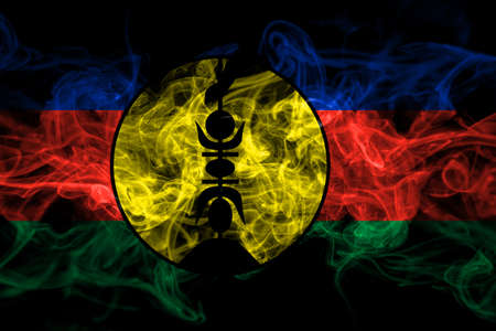 France, French, FLNKS smoke flag isolated on black backgroundの写真素材